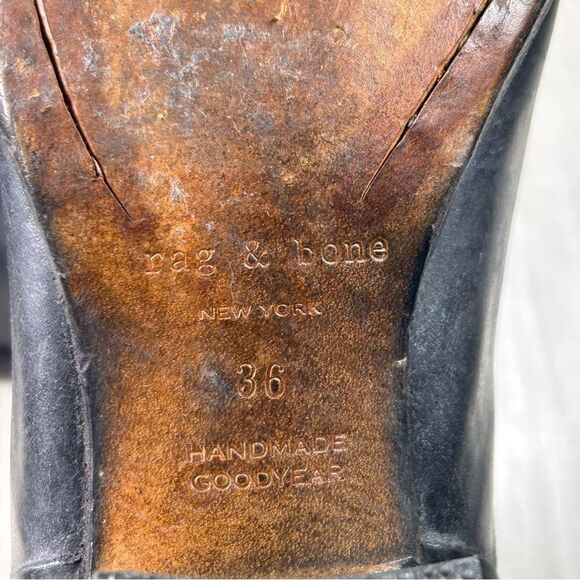 Rag & Bone Durham Black Leather Ankle Bootie Moto Heeled Boots Women’s Size 6 36 - Picture 9 of 10